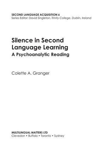 Couverture : Silence in second language learning