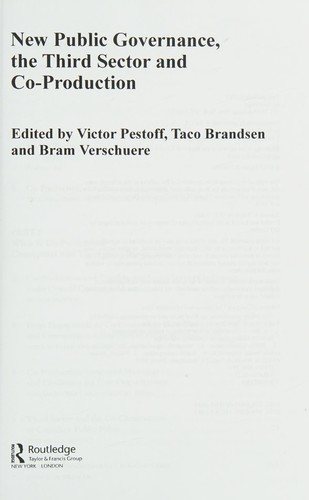 Couverture : New Public Governance, the Third Sector and Co-production