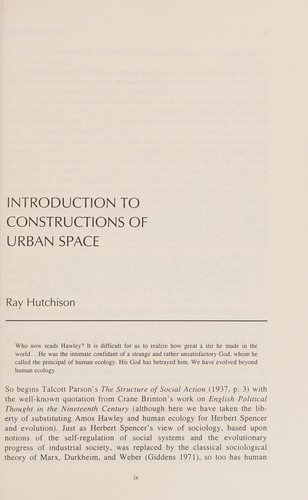 Couverture : Constructions of urban space