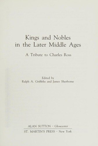 Couverture : Kings and nobles in the later Middle Ages