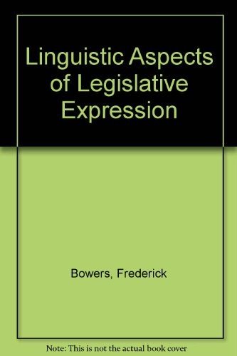 Couverture : Linguistic Aspects of Legislative Expression