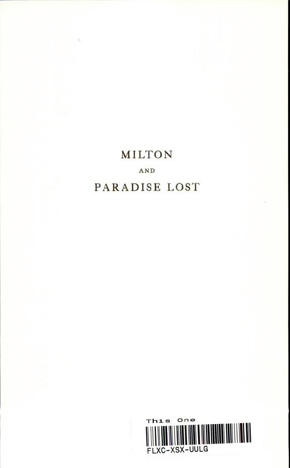 Couverture : Milton and Paradise lost.