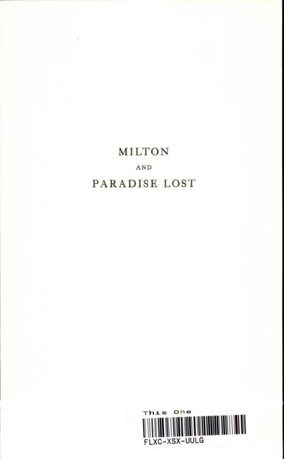 Couverture : Milton and Paradise lost.