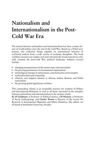 Couverture : Nationalism and internationalism in the Post-Cold War era