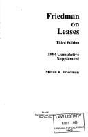 Couverture : Friedman on leases