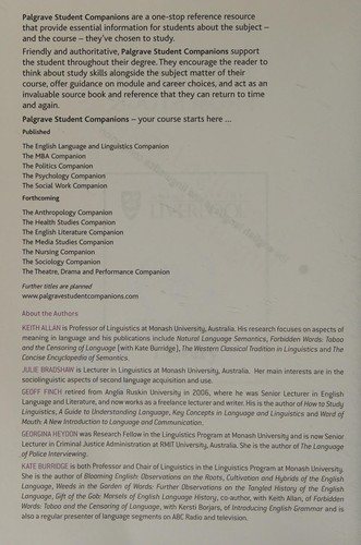 Couverture : The English language and linguistics companion