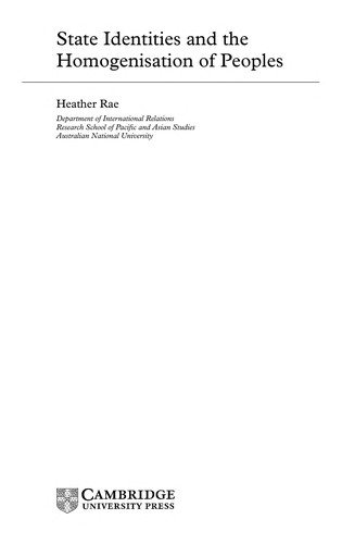 Couverture : State Identities and the Homogenisation of Peoples (Cambridge Studies in International Relations)