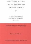 Couverture : Proto-Romance Morphology