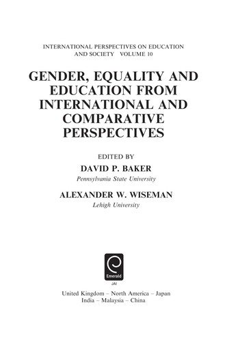 Couverture : Gender, equality and education from international and comparative perspectives