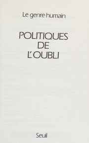 Couverture : Politiques de l'oubli