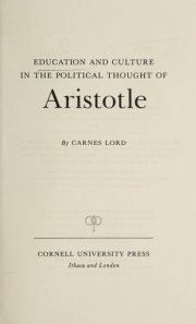 Couverture : Education and culture in the political thought of Aristotle