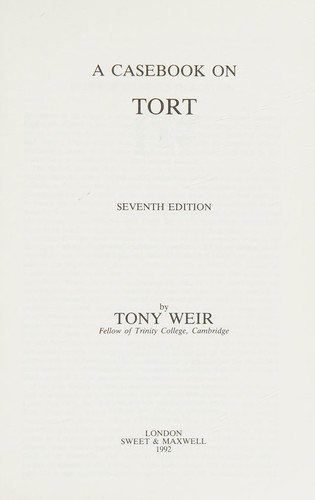 Couverture : A casebook on tort