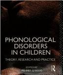 Couverture : Phonological disorders in children