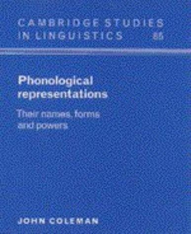 Couverture : Phonological representations