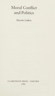 Couverture : Moral Conflict and Politics