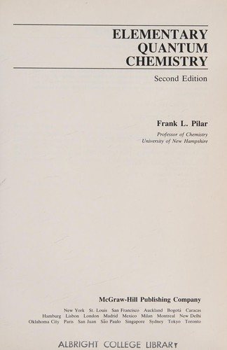 Couverture : Elementary quantum chemistry