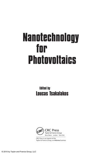 Couverture : Nanotechnology for Photovoltaics
