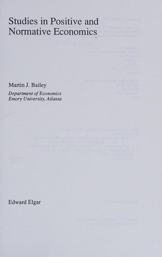Couverture : Studies in Positive and Normative Economics