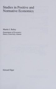 Couverture : Studies in Positive and Normative Economics