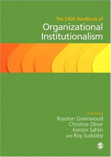 Couverture : The SAGE Handbook of Organizational Institutionalism