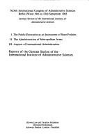 Couverture : Reports of the German Section of the International Institute of Administrative Sciences