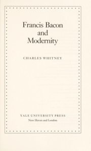 Couverture : Francis Bacon and modernity