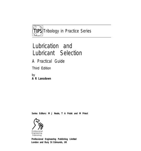 Couverture : Lubrication and lubricant selection