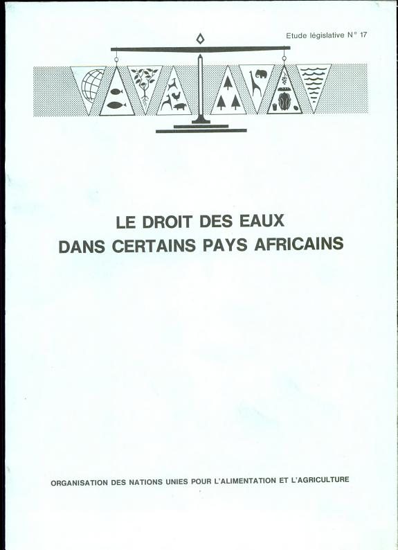 Couverture : Le Droit des eaux dans certains pays africains