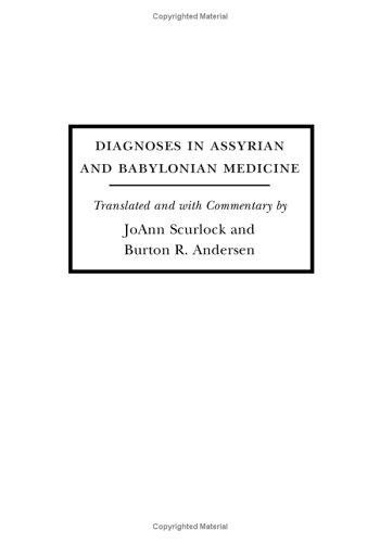 Couverture : Diagnoses in Assyrian and Babylonian Medicine