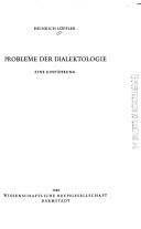 Couverture : Probleme der Dialektologie