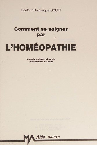 Couverture : Comment se soigner par l'homéopathie