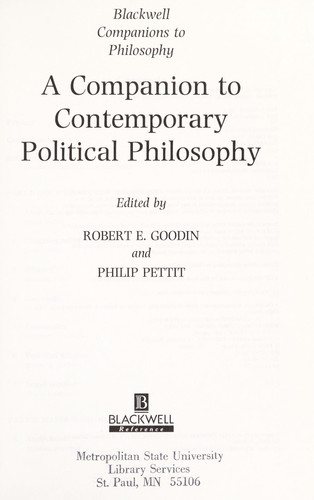 Couverture : A Companion to contemporary political philosophy