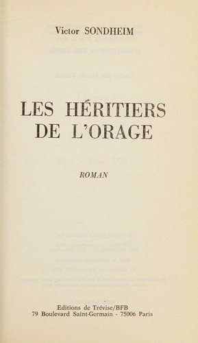 Couverture : Les héritiers de l'orage