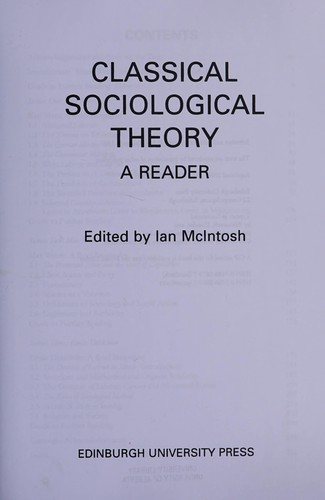 Couverture : Classical sociological theory