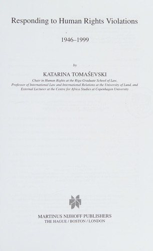 Couverture : Responding to human rights violations, 1946-1999