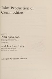 Couverture : Joint production of commodities