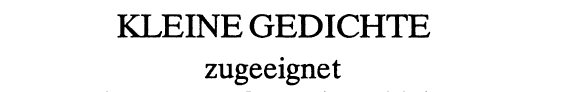 Couverture : Kleine Gedichte