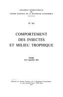 Couverture : Comportement des insectes et milieu trophique