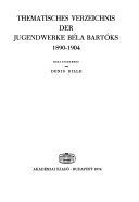 Couverture : Thematisches Verzeichnis der Jugendwerke Béla Bartóks, 1890-1904.