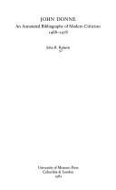 Couverture : John Donne, an annotated bibliography of modern criticism, 1968-1978