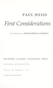 Couverture : First Considerations