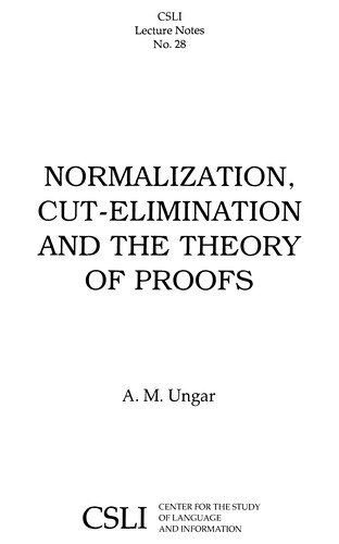 Couverture : Normalization, cut-elimination, and the theory of proofs