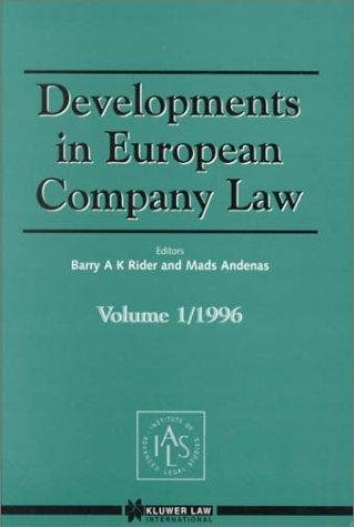Couverture : Developments in European Company Law