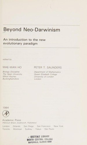 Couverture : Beyond neo-Darwinism