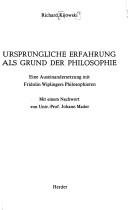 Couverture : Ursprüngliche Erfahrung als Grund der Philosophie