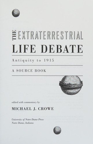 Couverture : The extraterrestrial life debate, antiquity to 1915