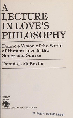 Couverture : A lecture in love's philosophy