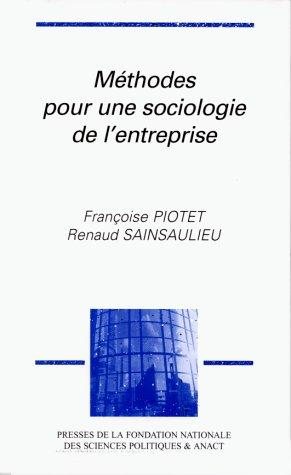 Couverture : Méthodes pour une sociologie de l'entreprise