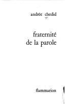 Couverture : Fraternité de la parole