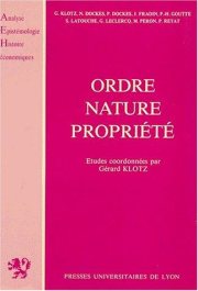 Couverture : Ordre, nature, propriété
